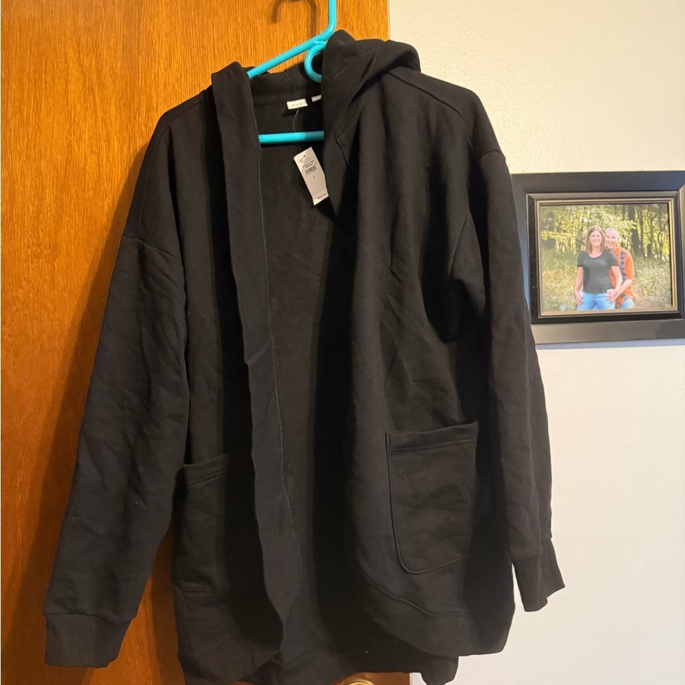 GAP Black Hooded Cardigan Sweater
